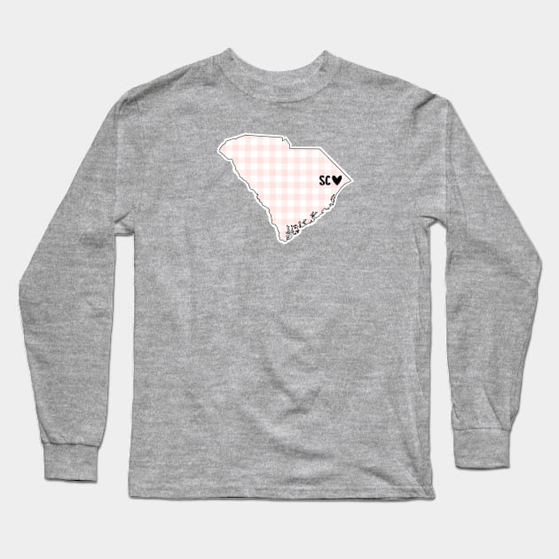 USA States: South Carolina (pink plaid) Long Sleeve T-Shirt by LetsOverThinkIt